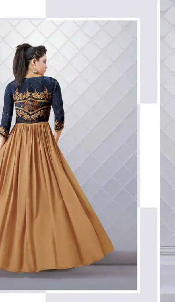 A-line Style Georgette Tan Brown Color Party Wear Readymade Kurtis | FH543781608