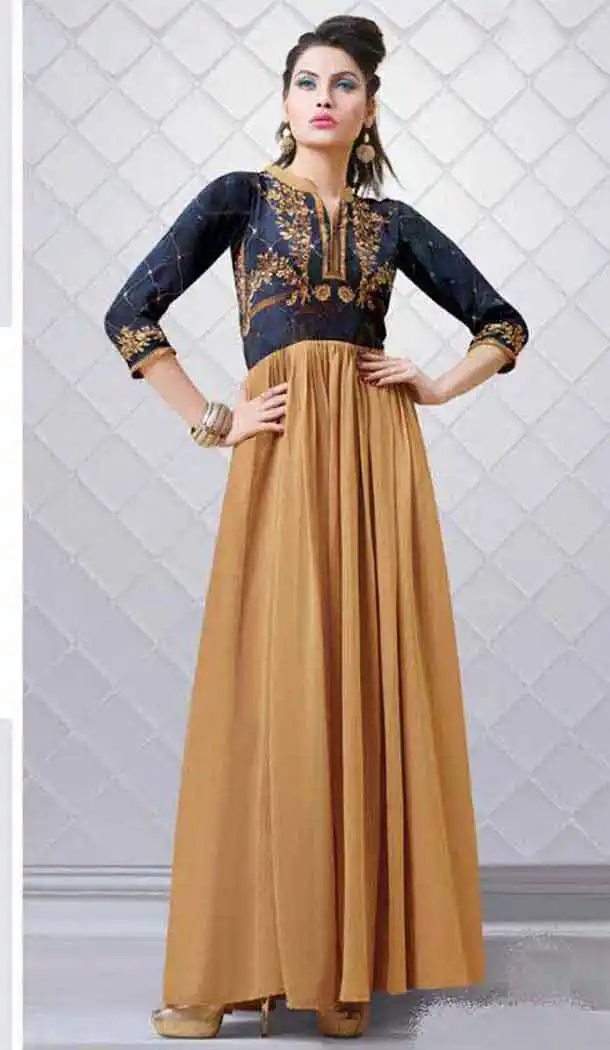 A-line Style Georgette Tan Brown Color Party Wear Readymade Kurtis | FH543781608