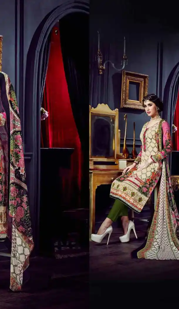 Beige Color Cotton Straight Cut Geometric Print Salwar Kameez | FH544181651