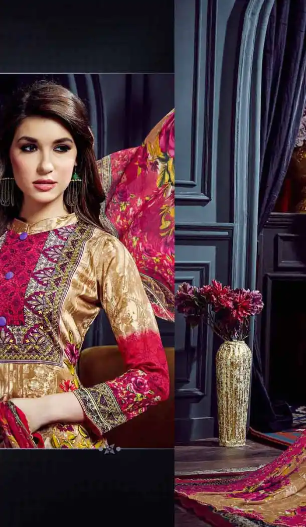 Beige Color Cotton Straight Cut Geometric Print Salwar Kameez | FH544181652