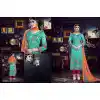 Turquoise Color Cotton Straight Cut Geometric Print Salwar Kameez | FH544181656