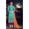 Turquoise Color Cotton Straight Cut Geometric Print Salwar Kameez | FH544181656