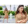 Tan Brown Color Georgette A-line Indo Western Style Tunic Top | FH545081725