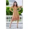 Tan Brown Color Georgette A-line Indo Western Style Tunic Top | FH545081725