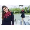 Navy Blue Color Georgette A-line Indo Western Style Tunic Top | FH545081727