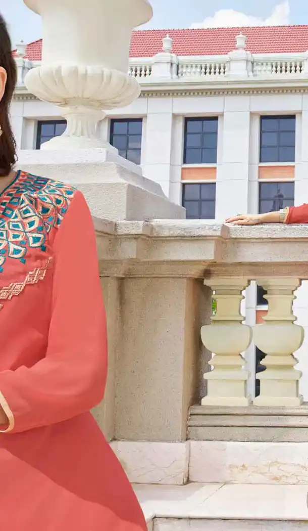 Pink Color Georgette A-line Indo Western Style Tunic Top | FH545081728