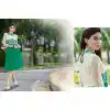 Emerald Color Georgette A-line Indo Western Style Tunic Top | FH545081730
