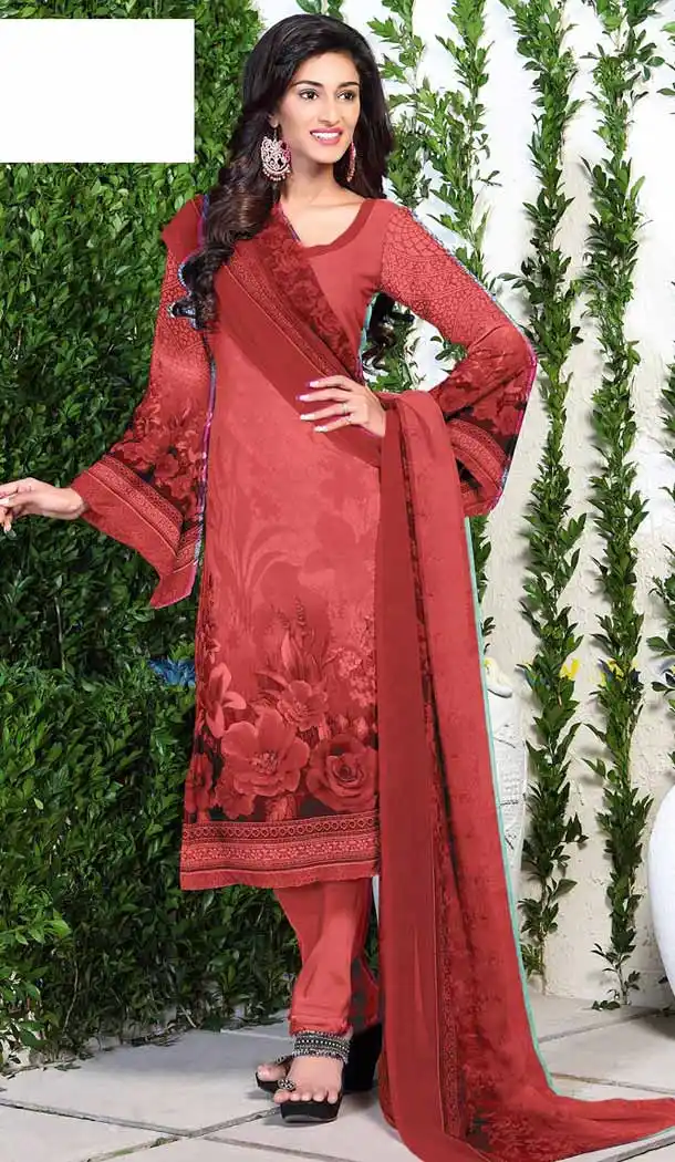 Geometric Print Crepe Silk Maroon Color Straight Cut Casual Churidar Dresses | FH546081836