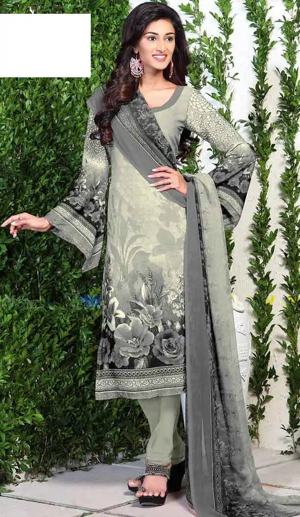 Geometric Print Crepe Silk Dove Color Straight Cut Casual Churidar Dresses | FH546081838