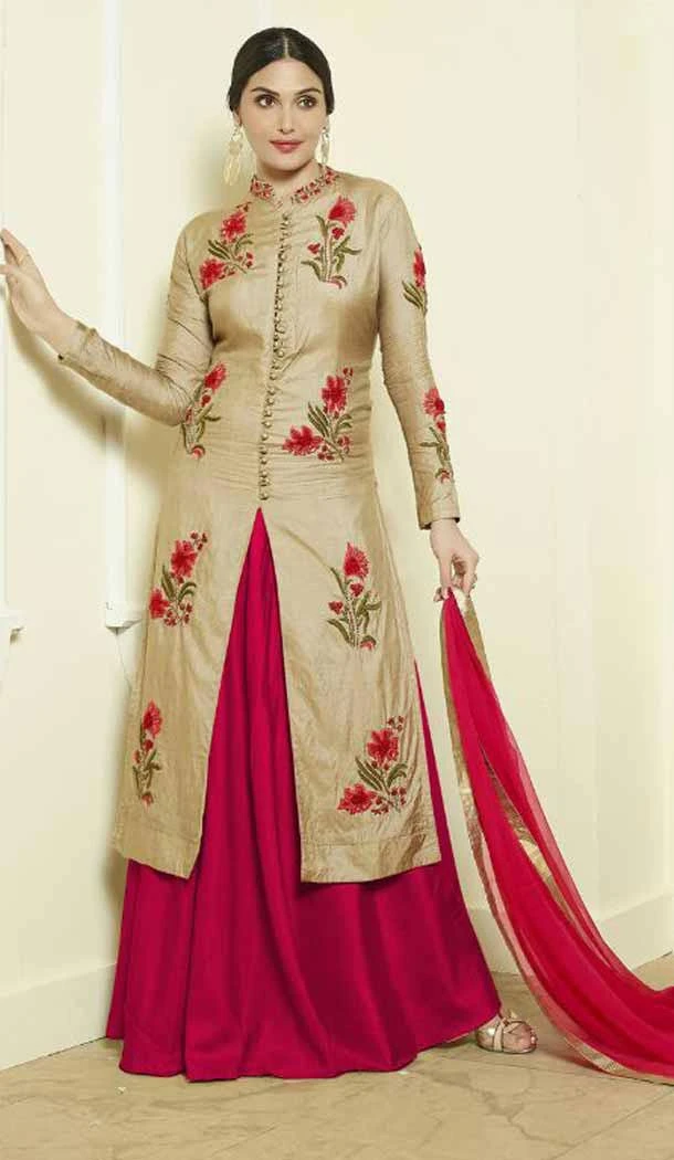 Tan Brown Color Cotton Achkan Style Lehenga Suit | FH546181840