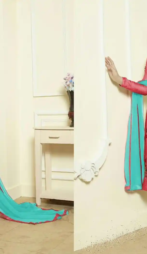 Salmon Color Cotton Achkan Style Lehenga Suit | FH546181841