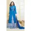 Azure Blue Color Silk Achkan Style Lehenga Suit | FH546181842