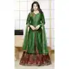 Chrome Green Color Silk Achkan Style Evening Wear Lehenga Suit | FH546181844