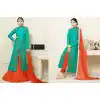 Turquoise Color Cotton Achkan Style Evening Wear Lehenga Suit | FH546181847