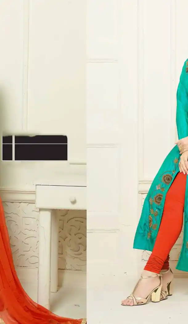 Turquoise Color Cotton Achkan Style Evening Wear Lehenga Suit | FH546181847