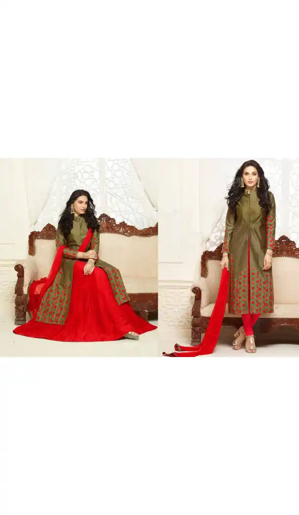 Tan Brown Color Cotton Achkan Style Evening Wear Churidar Suit | FH546181848