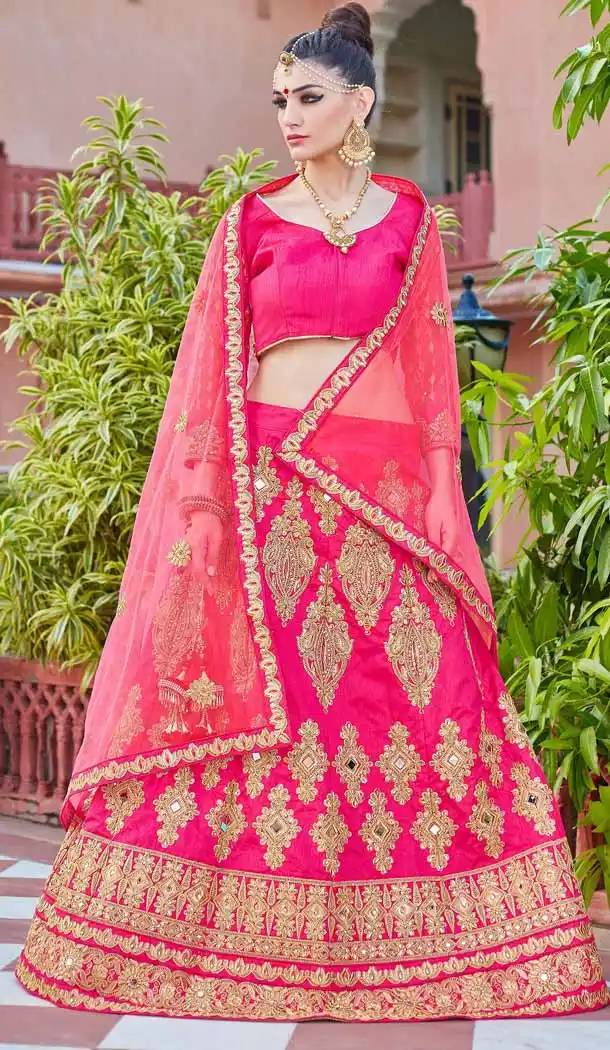 Pink Color Silk Circular Style Traditional Lehenga Choli | FH546981964