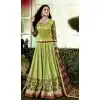 Parrot Green Color Chanderi Silk Circular Style Party Wear Lehenga Choli | FH548382141