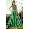 Emerald Color Chanderi Silk Circular Style Party Wear Lehenga Choli | FH548382142