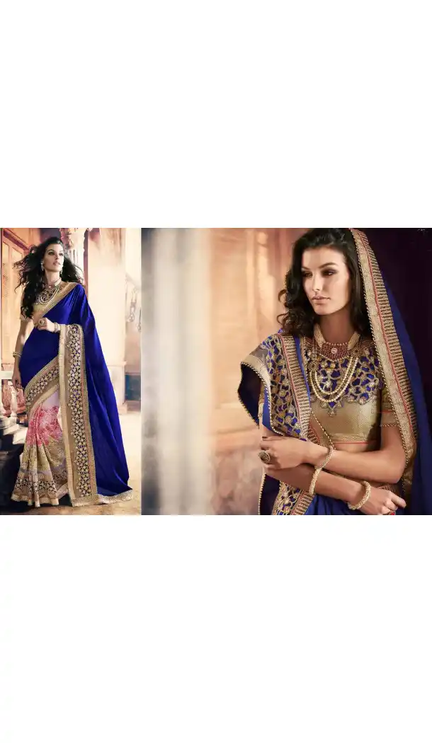 Blue Color Georgette Designer Wear Style Saris Blouse | FH548982206