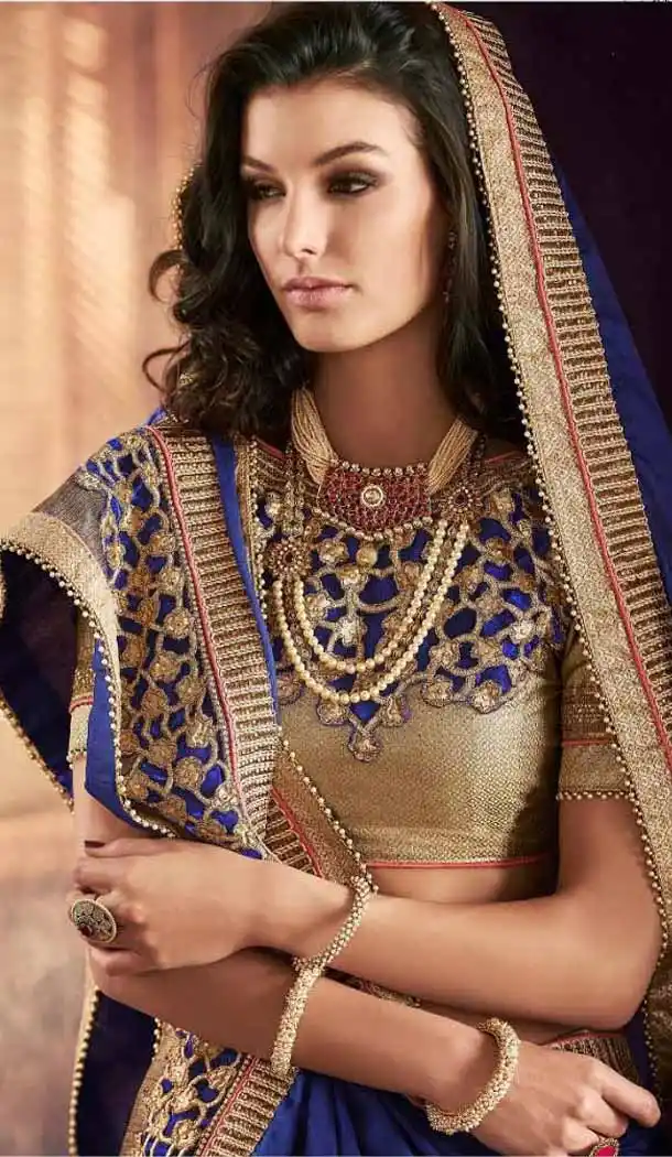 Blue Color Georgette Designer Wear Style Saris Blouse | FH548982206