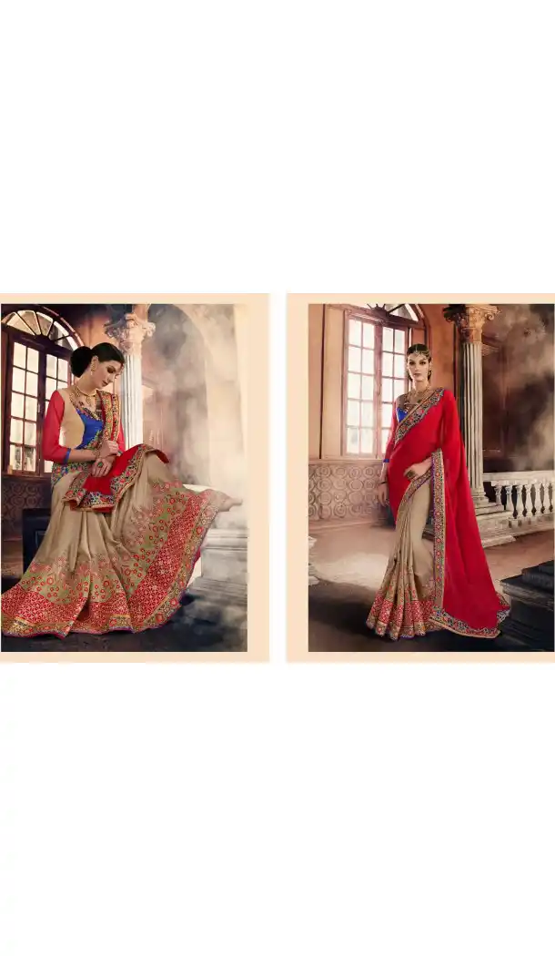 Red Color Georgette Designer Wear Style Saris Blouse | FH548982207