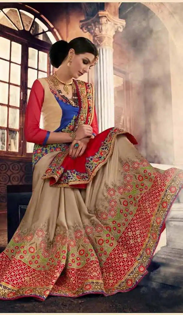 Red Color Georgette Designer Wear Style Saris Blouse | FH548982207