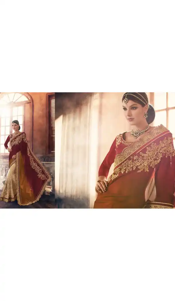 Maroon Color Georgette Designer Wear Style Saris Blouse | FH548982212