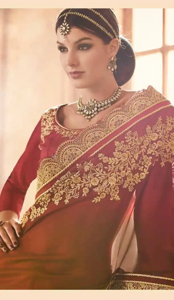 Maroon Color Georgette Designer Wear Style Saris Blouse | FH548982212