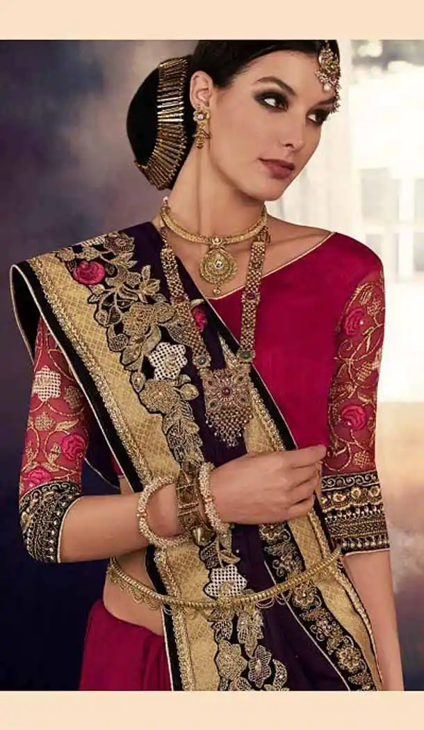 Maroon Color Georgette Designer Wear Style Saris Blouse | FH548982215