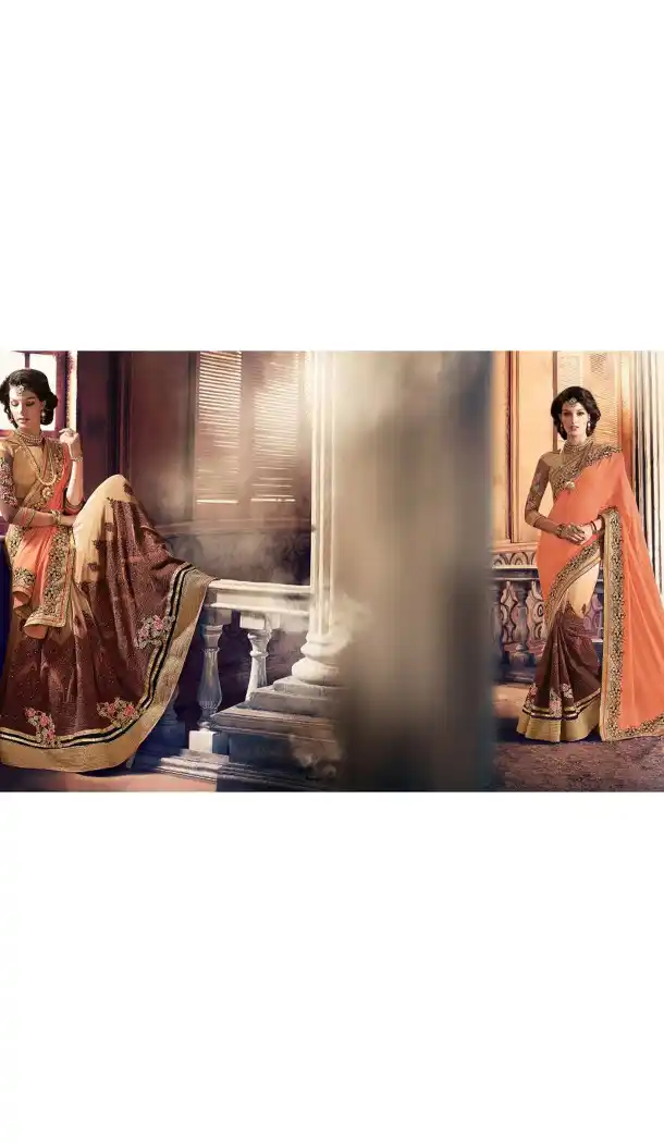 Orange Color Georgette Designer Wear Style Saris Blouse | FH548982218
