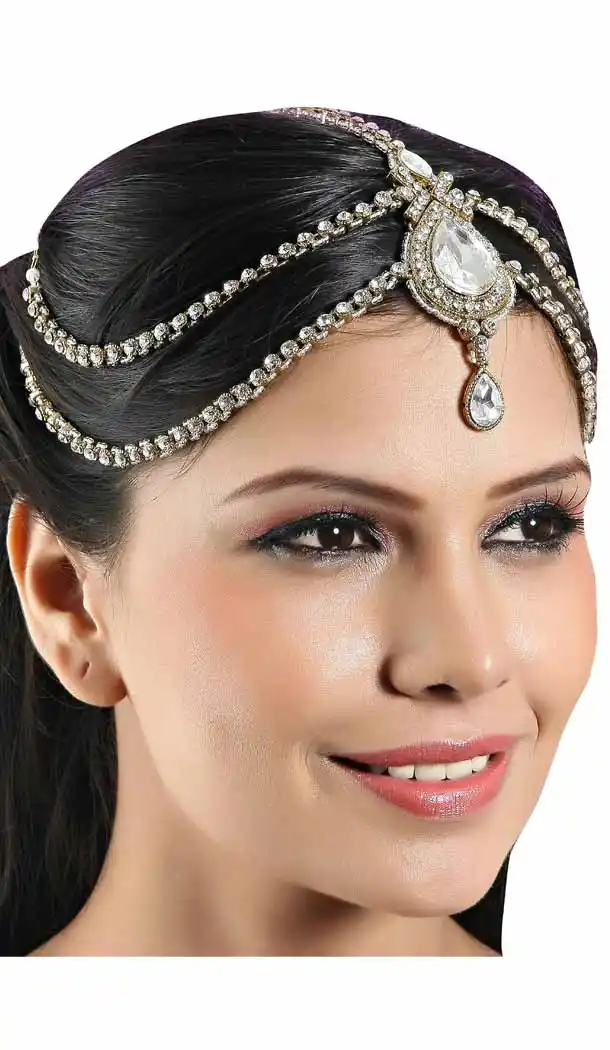 White Color Brass Stonework Fashion Wedding Matha Patti FH5506-10832044