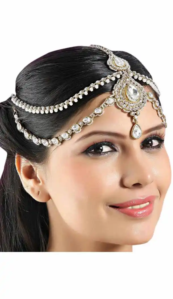 White Color Brass Stonework Fashion Wedding Matha Patti FH5506-10832045