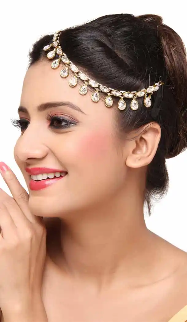White Color Brass Stonework Fashion Wedding Matha Patti FH5506-10832052