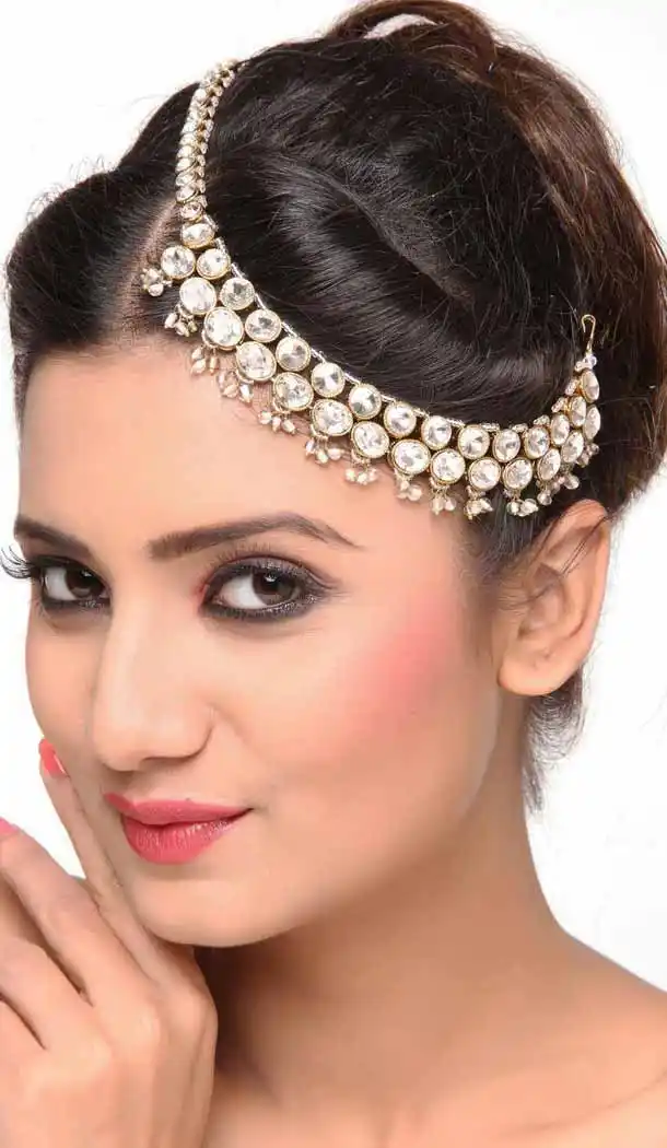 White Color Brass Stonework Fashion Wedding Matha Patti FH5506-10832054