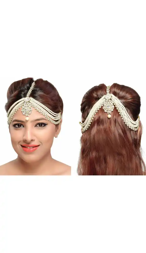 White Color Brass Stonework Fashion Wedding Matha Patti FH5506-10832058