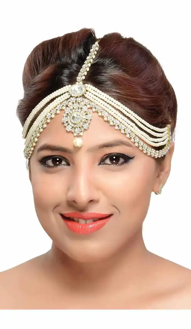 White Color Brass Stonework Fashion Wedding Matha Patti FH5506-10832058