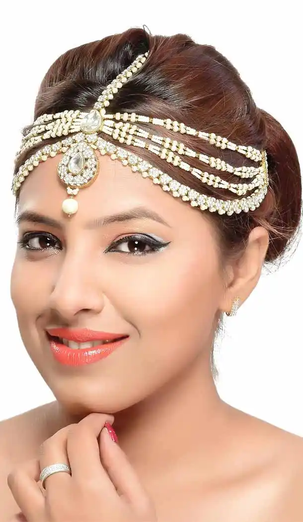 White Color Brass Stonework Fashion Wedding Matha Patti FH5506-10832060