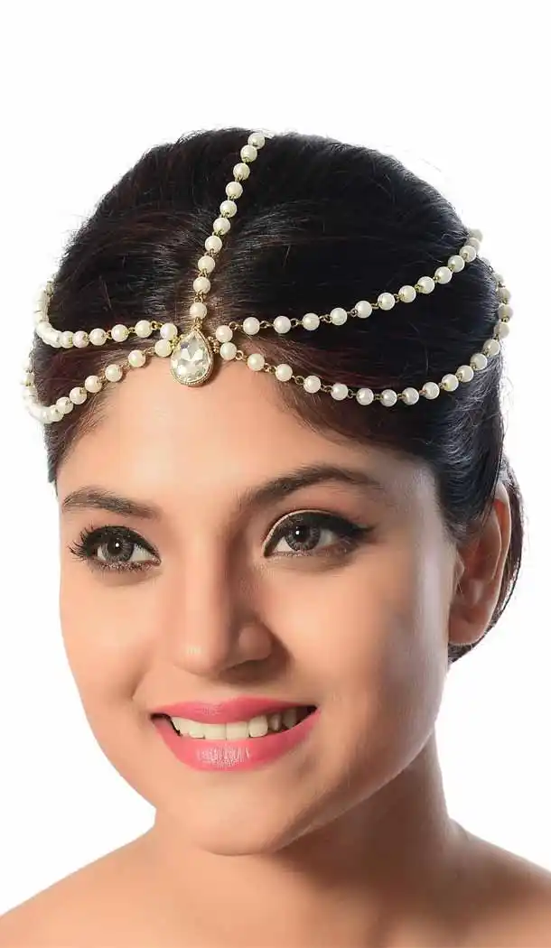 White Color Brass Stonework Fashion Wedding Matha Patti FH5506-10832061