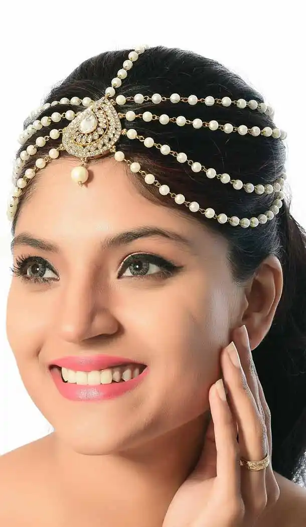 White Color Brass Stonework Fashion Wedding Matha Patti FH5506-10832062