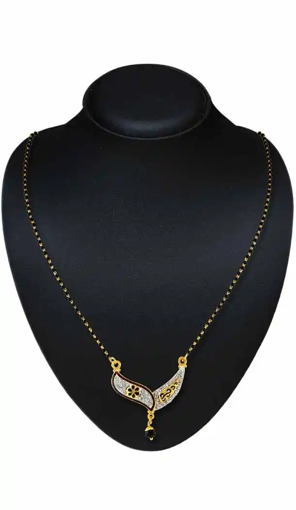 Fashion Mangalsutra Black Color Brass Austrian Stone Work 1091-2141
