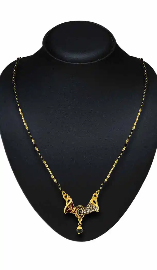 Brass Austrian Stone Work Fashion Mangalsutra Black Color 1091-2142
