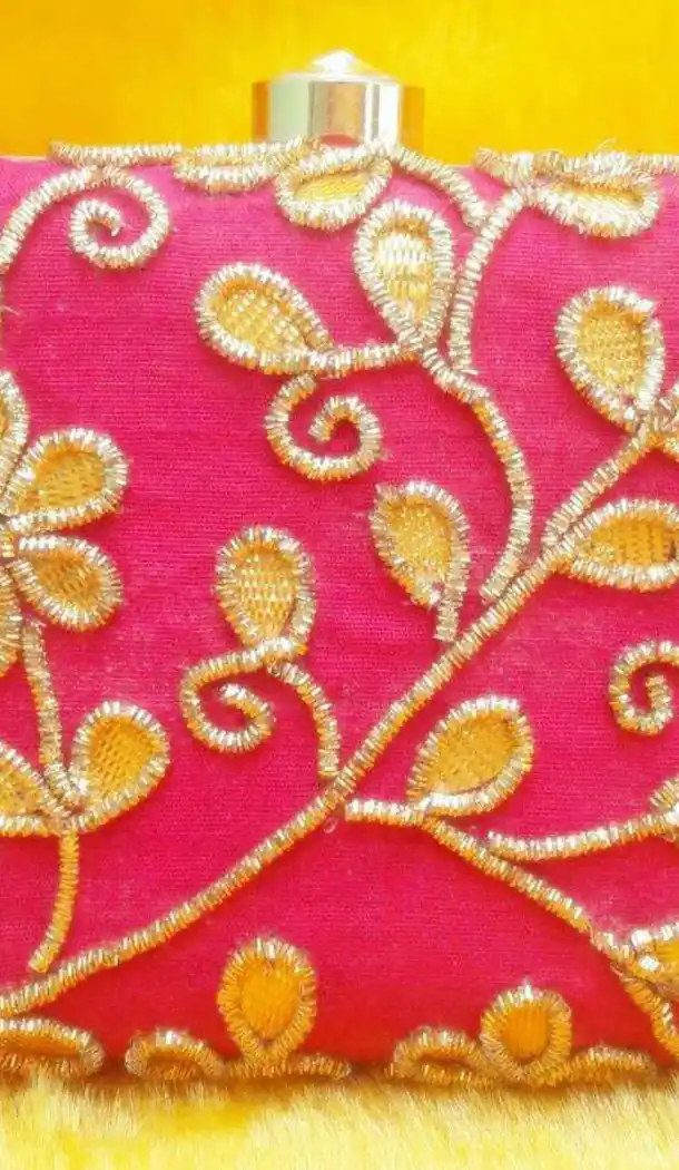 Pink Color Hand Embroidery Fashion Clutch Bags Online | FH10341394