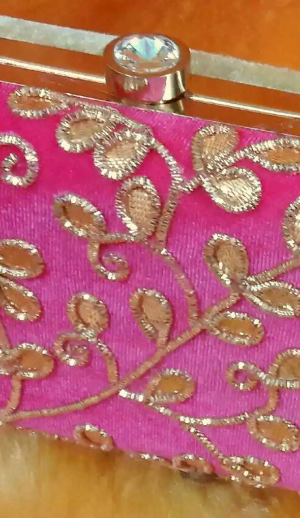 Fashion Clutch Bags in Pink Color with Hand Embroidery Online | FH10341396