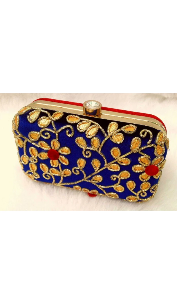 Fashion Clutch Bags in Blue Color with Hand Embroidery Online | FH10341398