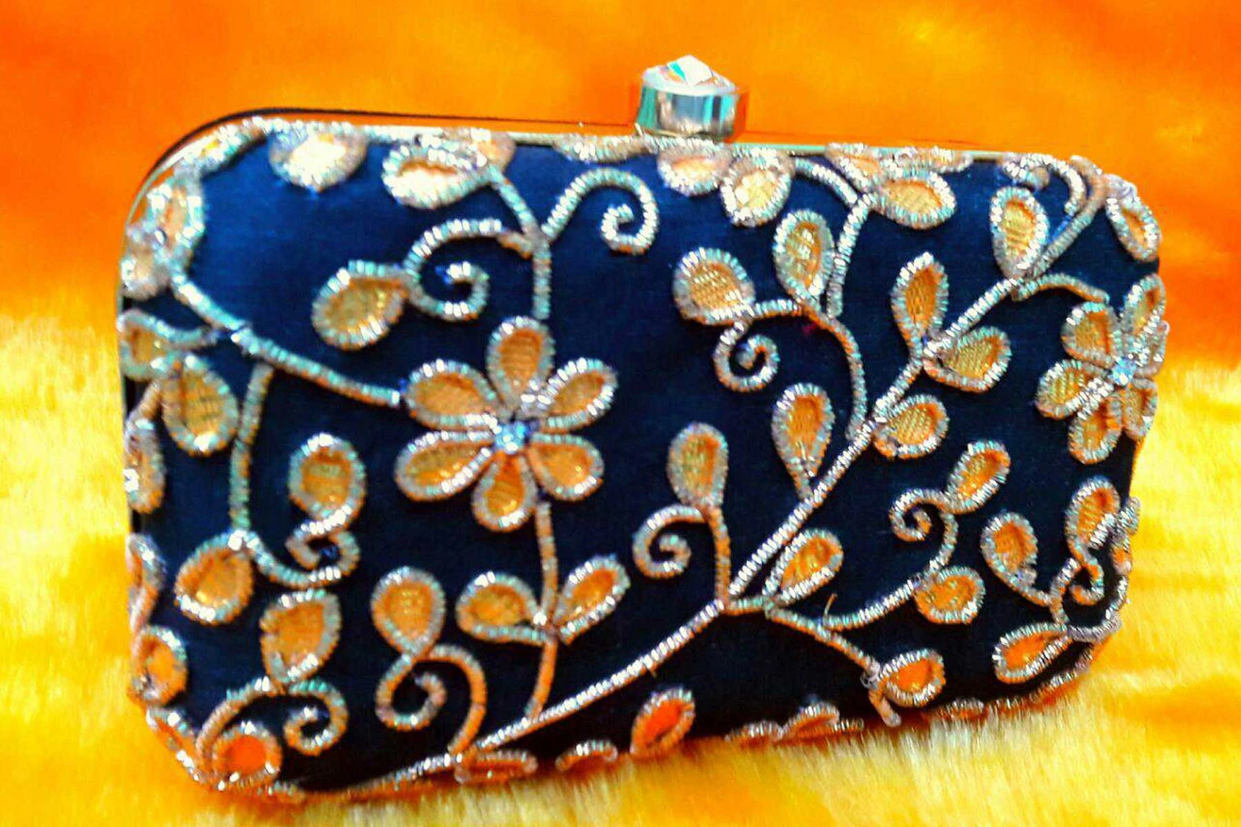 Hand Embroidery Fashion Clutch Bags in Blue Color | FH10341399