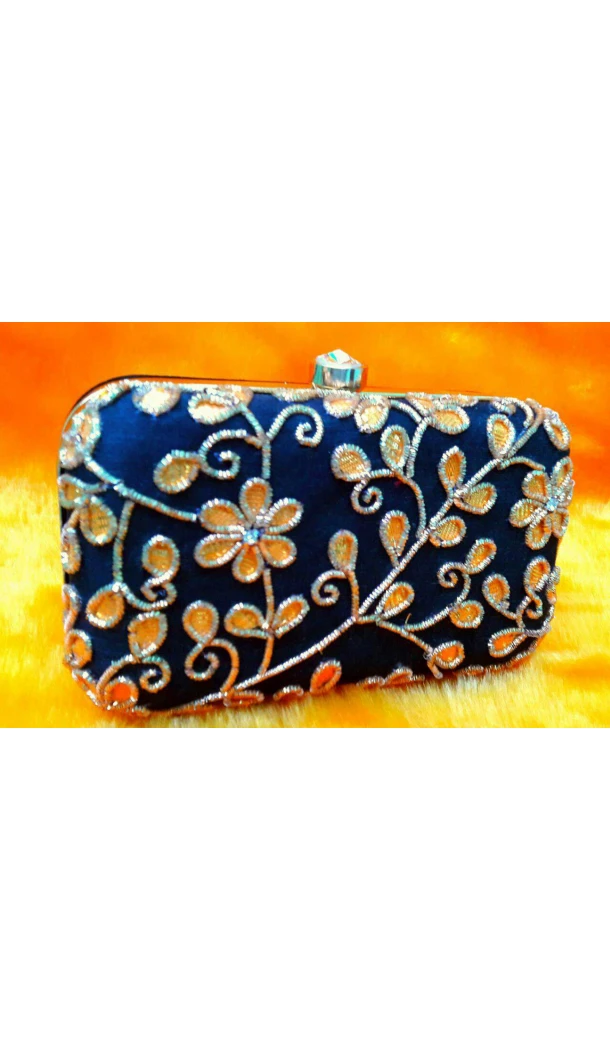Hand Embroidery Fashion Clutch Bags in Blue Color | FH10341399