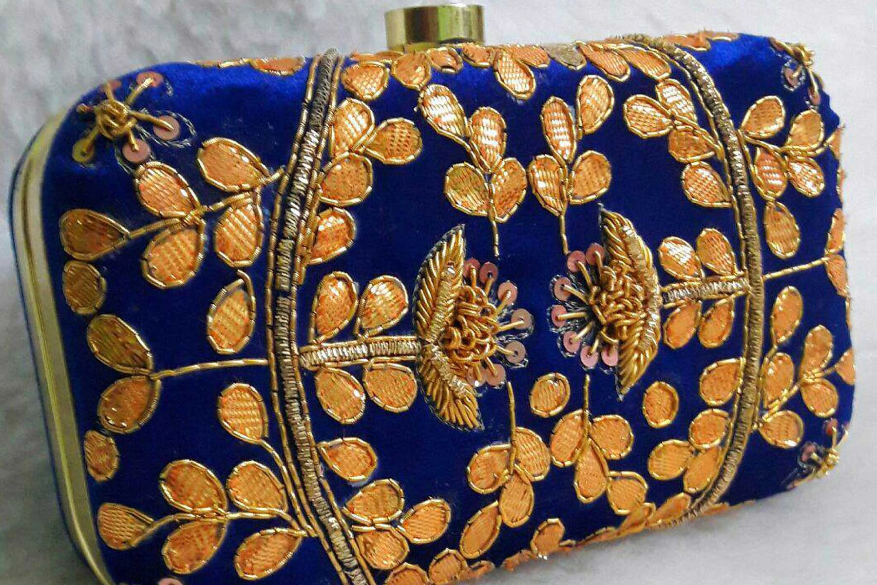 Hand Embroidery Fashion Clutch Bags in Blue Color | FH10341400
