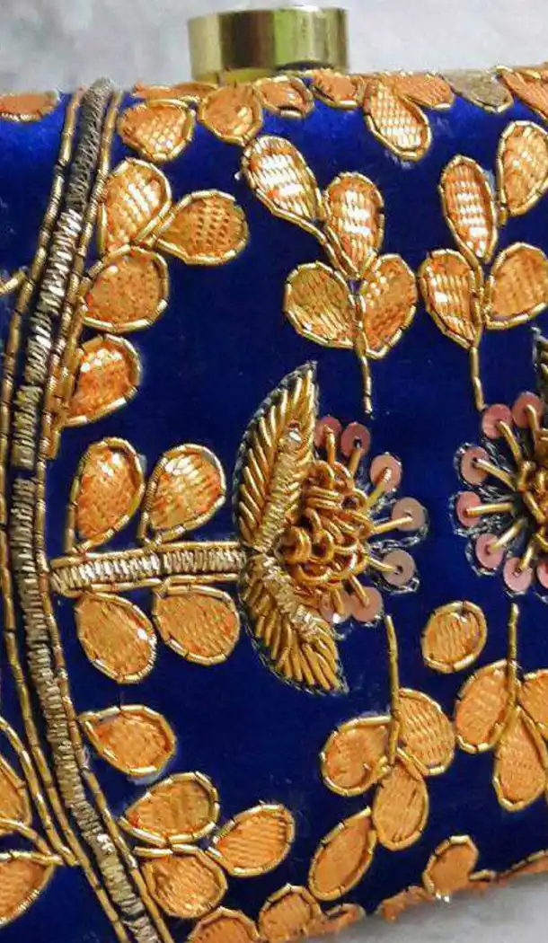 Hand Embroidery Fashion Clutch Bags in Blue Color | FH10341400