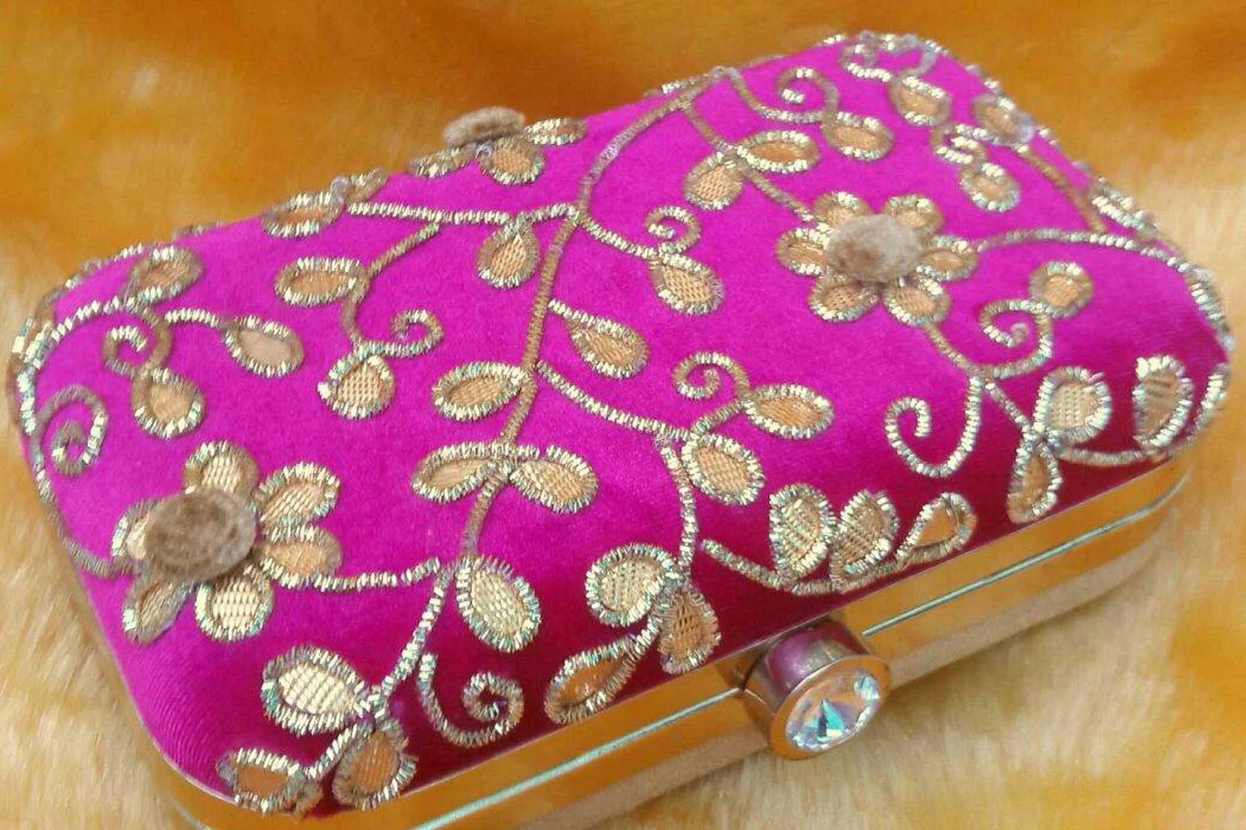 Pink Color Embroidery Work Women's Fashion Clutch Purse | FH10351403
